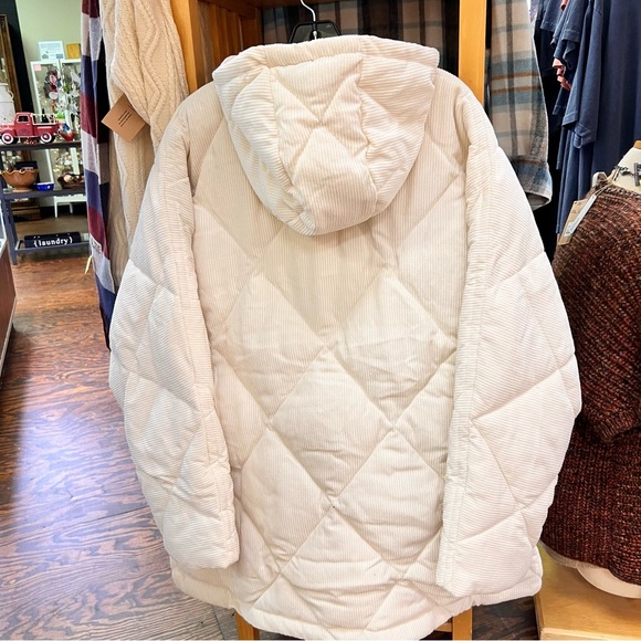 NWT Madewell Cream Corduroy Holland Quilted Puffer Parka Jacket sz 1X - Picture 11 of 17